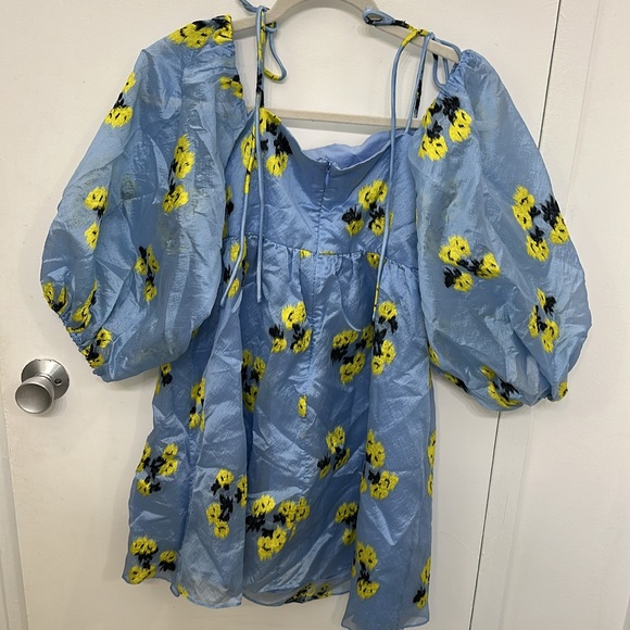 Tanya Taylor Marisa Cold-Shoulder Balloon-Sleeve Mini Dress size 8 - Picture 10 of 10